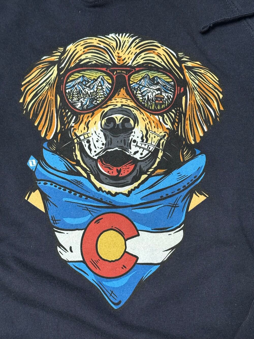NWT Wild Tribute Hoodie Dog Maximus Vail Tribute Colorado Hoodie Sz Med Navy